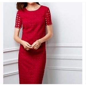 Talbots red eyelet dress